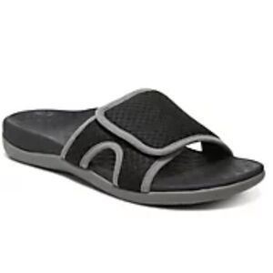 Used Vionic Tide Brindie Black Adjustable Mesh Slide Sandal Size 8